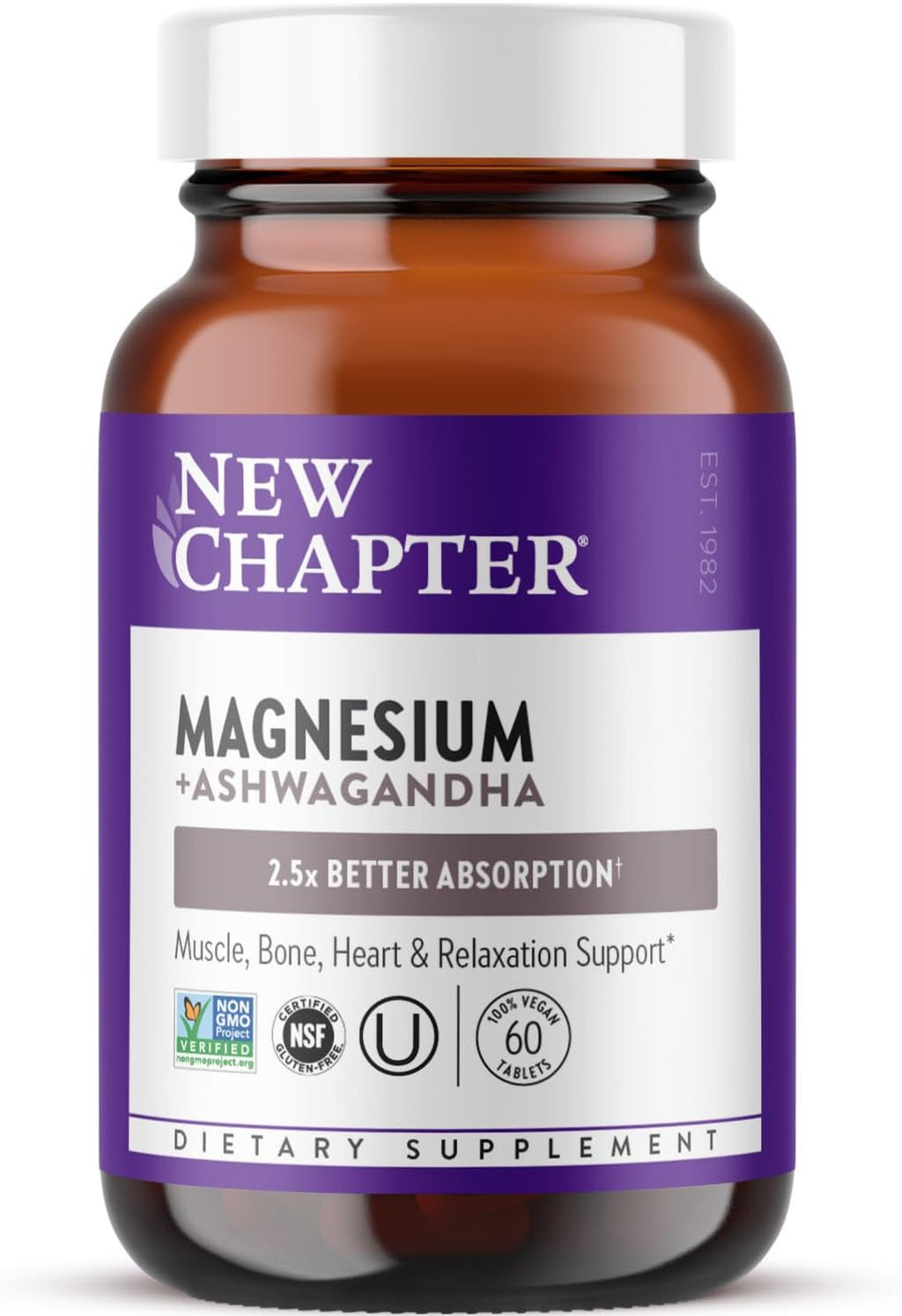 New Chapter Magnesium + Ashwagandha Supplement, 325 mg with Magnesium Glycinate