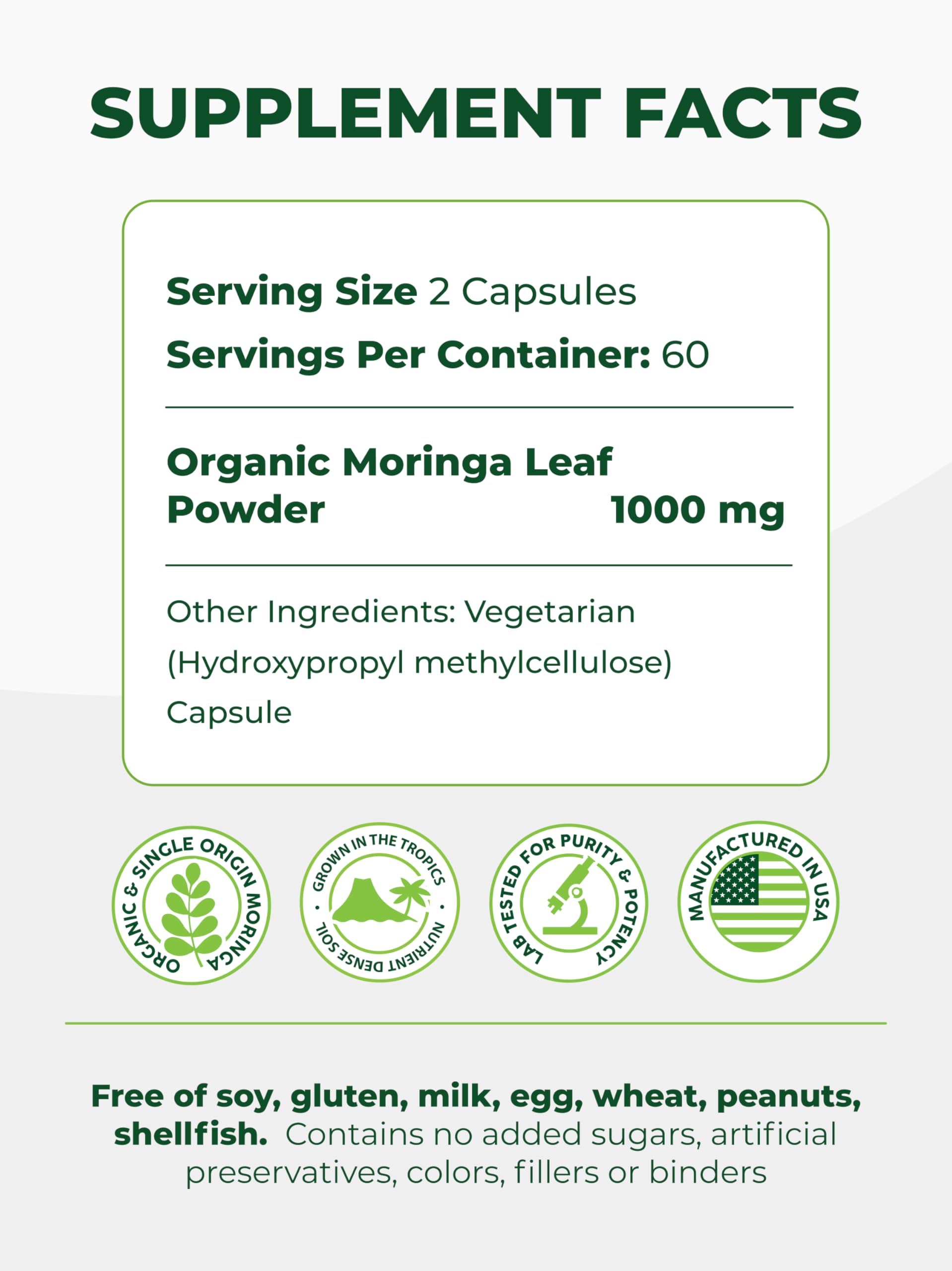 PURA VIDA MORINGA Capsules Single Origin Moringa Powder Organic