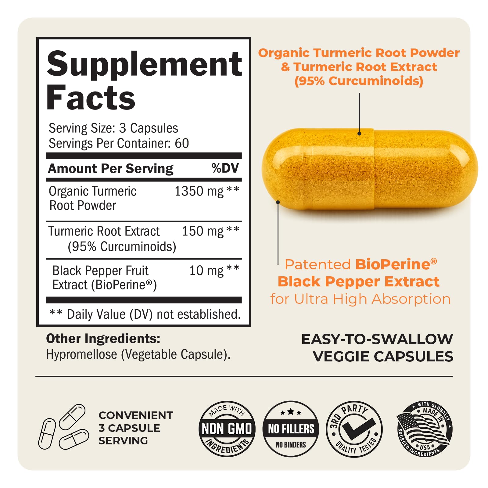 Turmeric Curcumin with Black Pepper Extract 1500mg