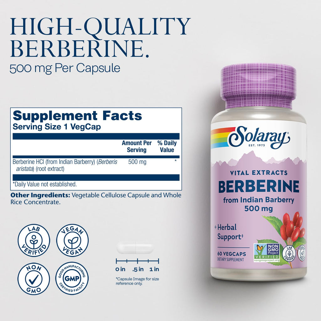 SOLARAY Berberine 500mg - Berberine Supplement for a Healthy
