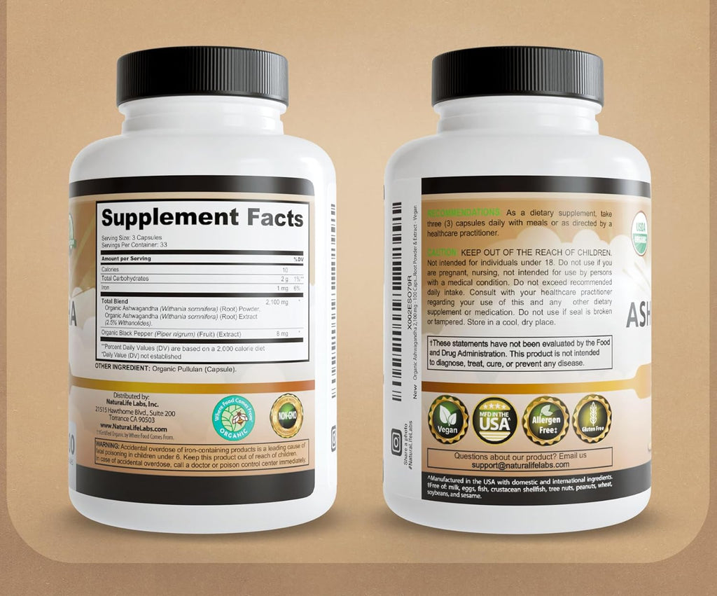 NaturaLife Labs Organic Ashwagandha 2100 mg