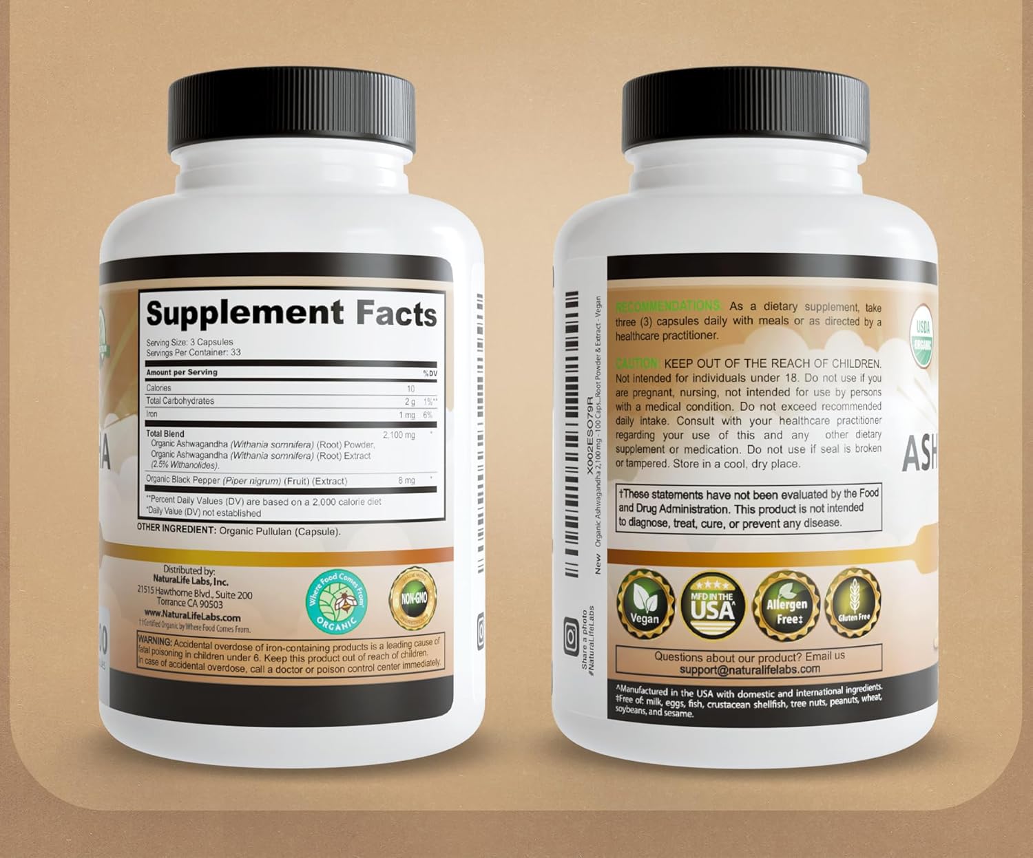 NaturaLife Labs Organic Ashwagandha 2100 mg