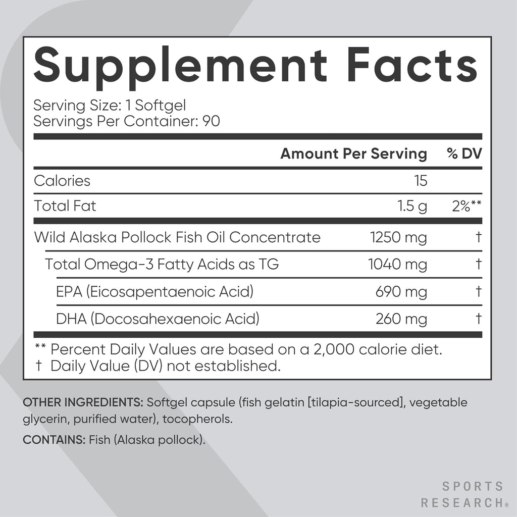 Sports Research® Omega-3 Fish Oil 1250