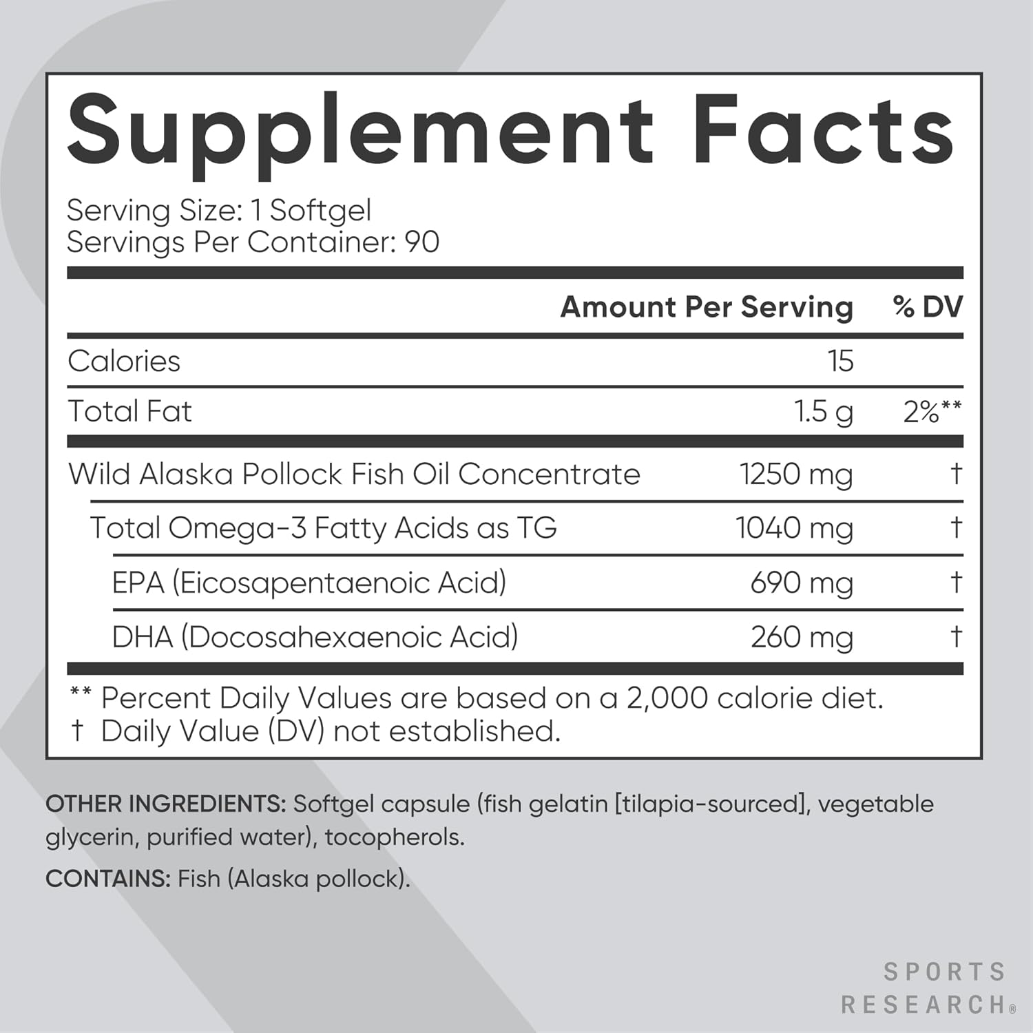 Sports Research® Omega-3 Fish Oil 1250