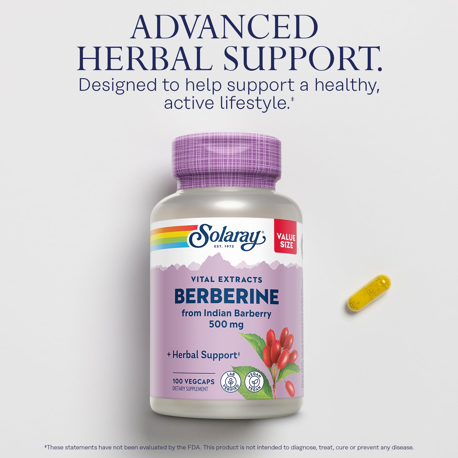 SOLARAY Berberine 500mg - Berberine Supplement for a Healthy