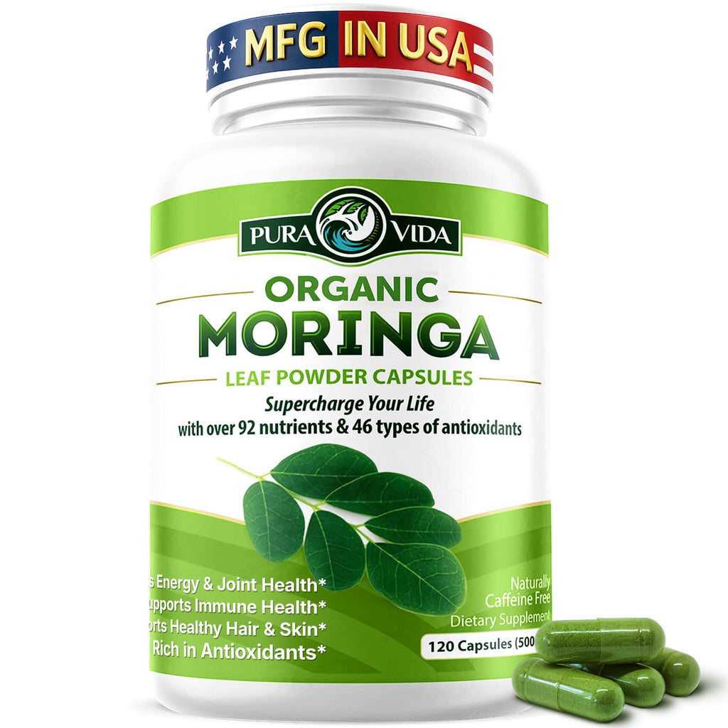 PURA VIDA MORINGA Capsules Single Origin Moringa Powder Organic