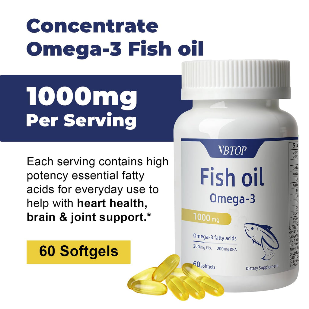 Concentrated Omega 3 Fish Oil Supplement - 1000 mg Per Serving