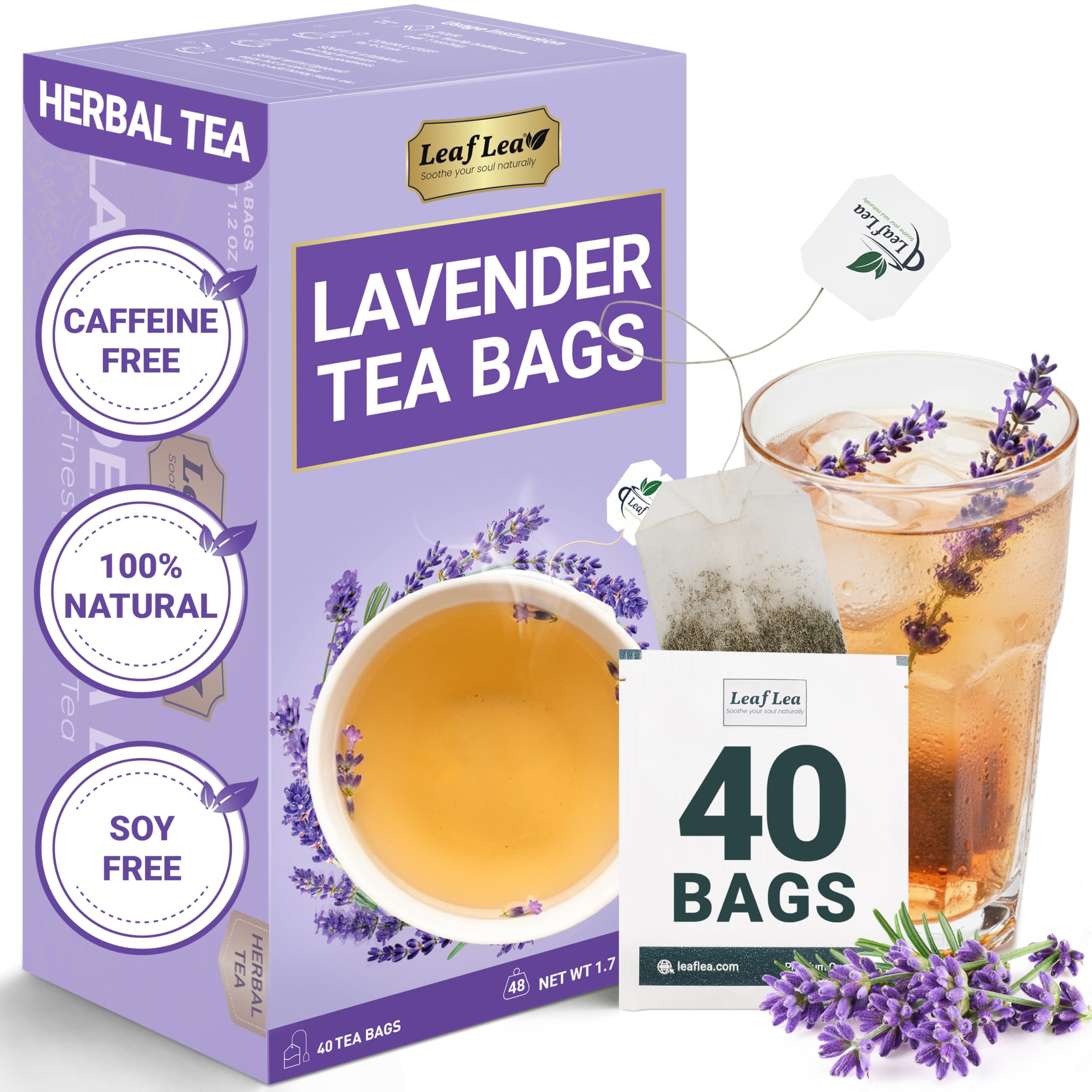 LeafLea 40 Turmeric Ginger Cinnamon Tea Bags, 100% Natural Ingredients Herbal Tea