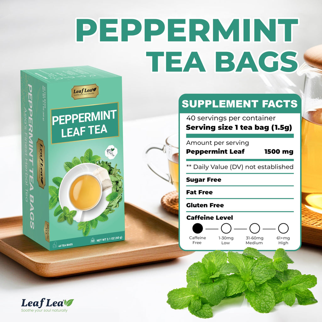 LeafLea 40 Turmeric Ginger Cinnamon Tea Bags, 100% Natural Ingredients Herbal Tea