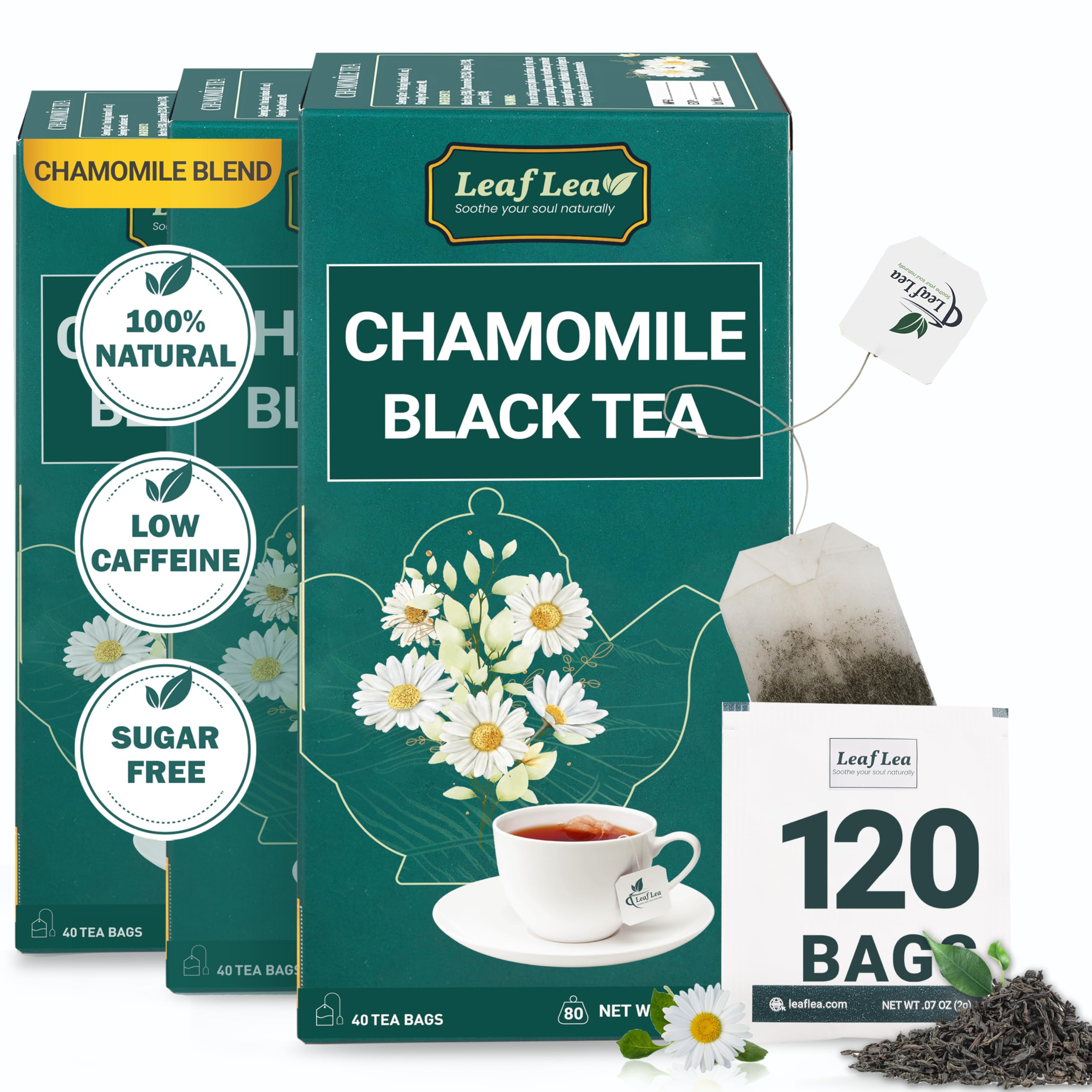 LeafLea 40 Turmeric Ginger Cinnamon Tea Bags, 100% Natural Ingredients Herbal Tea